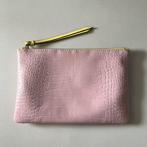 Banana Republic Crocodile pattern pouch/clutch - soft pink/yellow